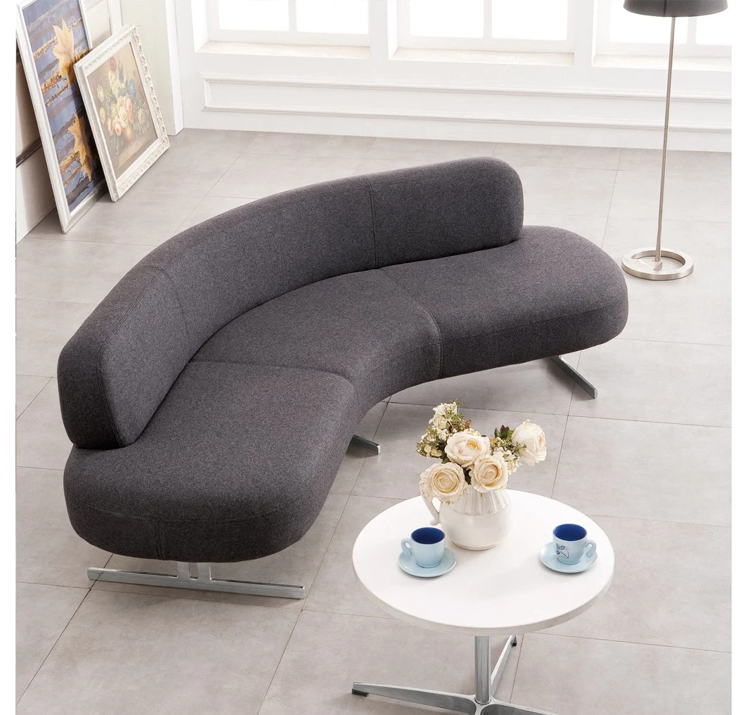 Modern Fabric Oval Shaped Cloth Art Leisure Sofa for Office Rest Area, Living Room, Hotel Furniture, Three Seaters