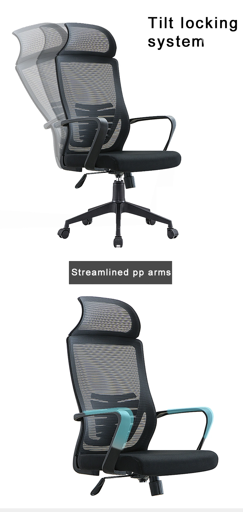 Cheap Mesh Staff Swivel Computer Reclining Task Office Chair with Headrest